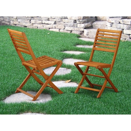East West Furniture Cameron Solid Acacia Solid Wood Outdoor-Furniture Side Foldable Chair, 2PK BBSCWNA